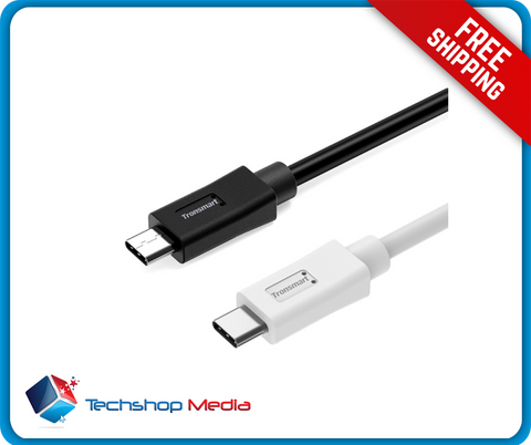 Tronsmart [2 Pack] CC05P Type-C (USB-C) Male to Type-A (USB-A) 2.0 Male (6 Feet, 1 x Black, 1 x White)